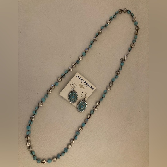 Lucky Brand Turquoise and Silver Necklace and Earrings Set - Picture 4 of 5